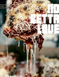 We the Pizza by Muhammad Abdul-Hadi hardback cookbook — interior page of a cheesy vegetarian square slice