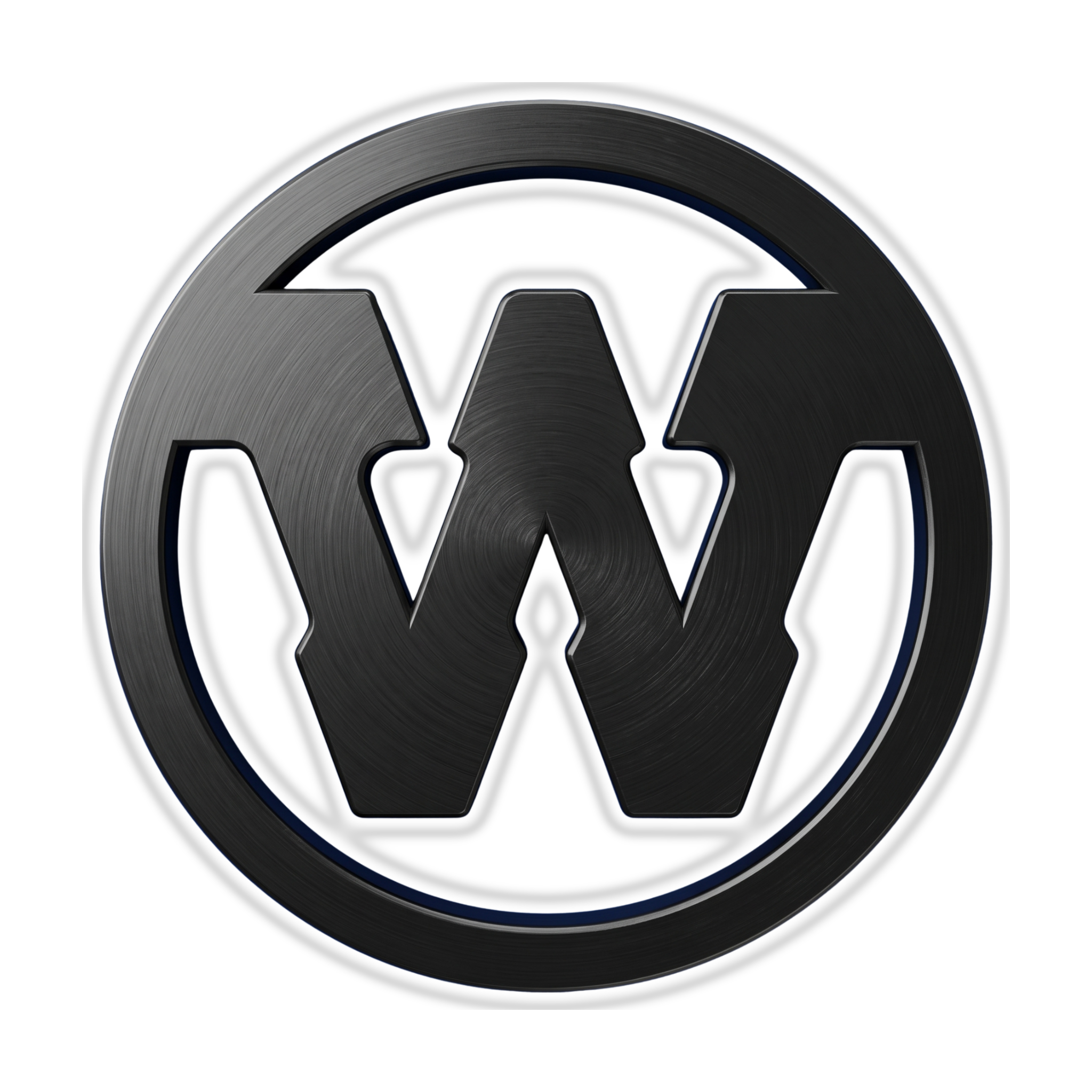 Western BBQ Products barbecue brand logo, frosted 3D wordmark, white on transparent background