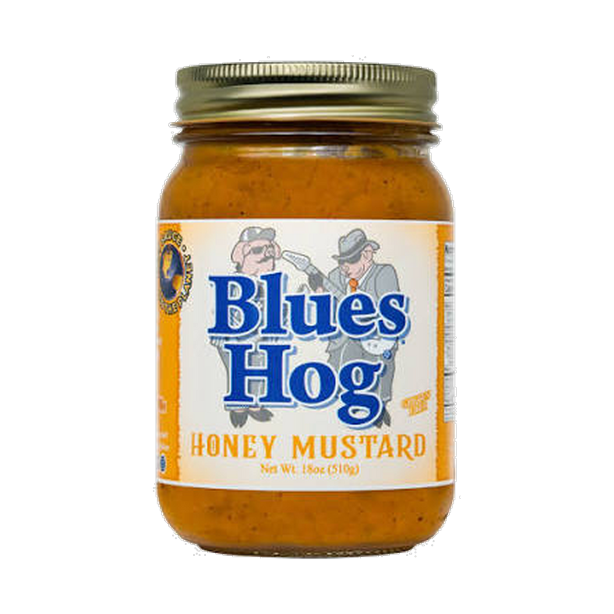 Blues Hog Honey Mustard Sauce 510g glass pint jar — front of the jar