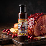 Hallelujah Hustle cranberry apple glaze styled with a glazed ham