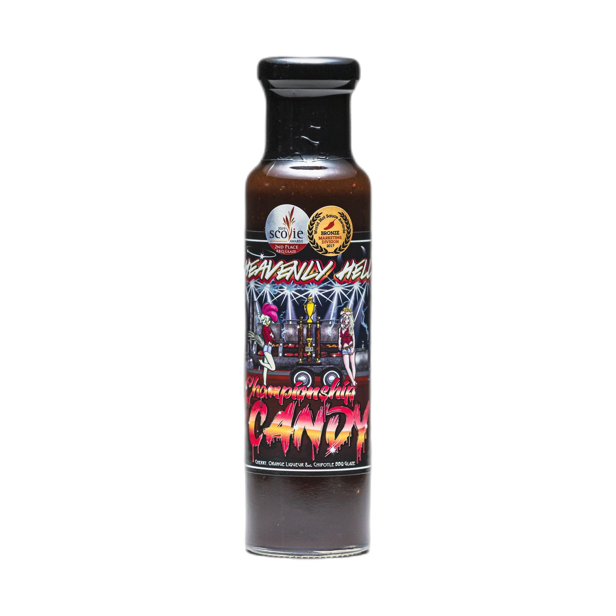 Heavenly Hell Championship Candy BBQ glaze 250ml — front of the bottle on transparent background