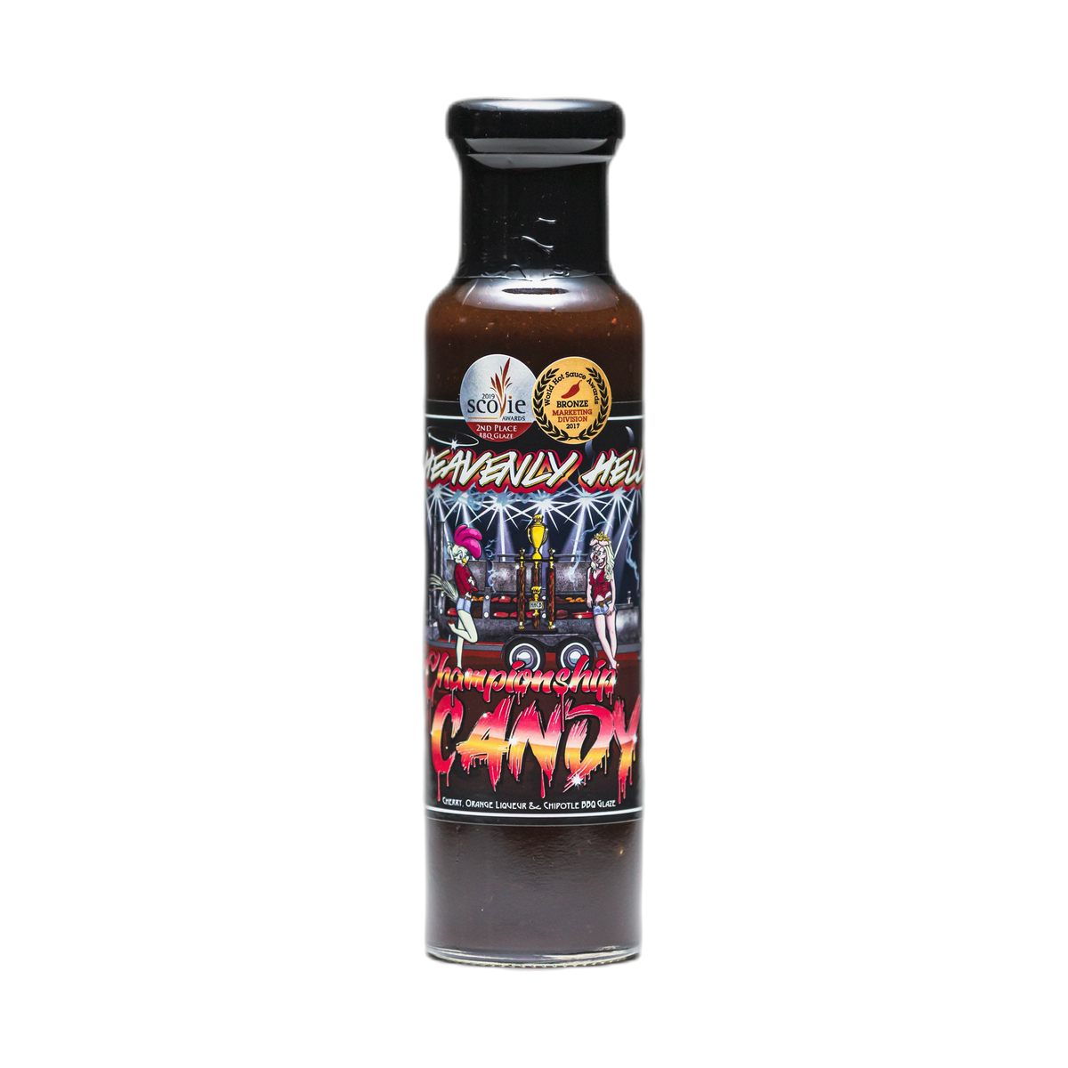 Heavenly Hell Championship Candy BBQ glaze 250ml — front of the bottle on transparent background