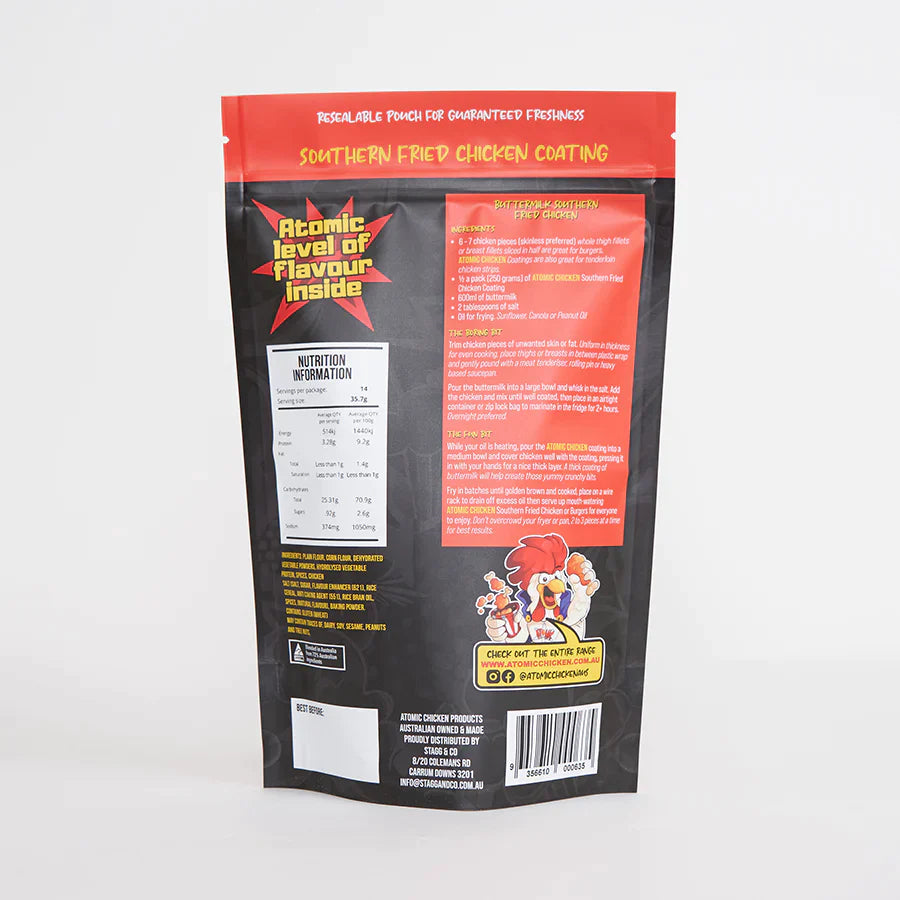 ATOMIC CHICKEN: Hot ‘N Spicy Southern Fried Chicken Coating – 500g