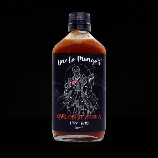 UNCLE MUNGOS: Garlic Bhut Jolokia Hot Sauce – 200ml